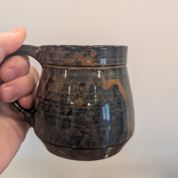 Handcrafted Ceramic Mug - Blue & Rusty Brown - Picture 5 of 9
